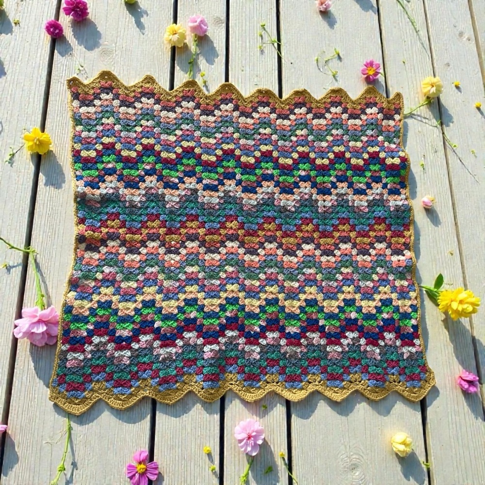 Multicolor Chevron Crochet‎ Baby Blanket 38" X 36" Handmade